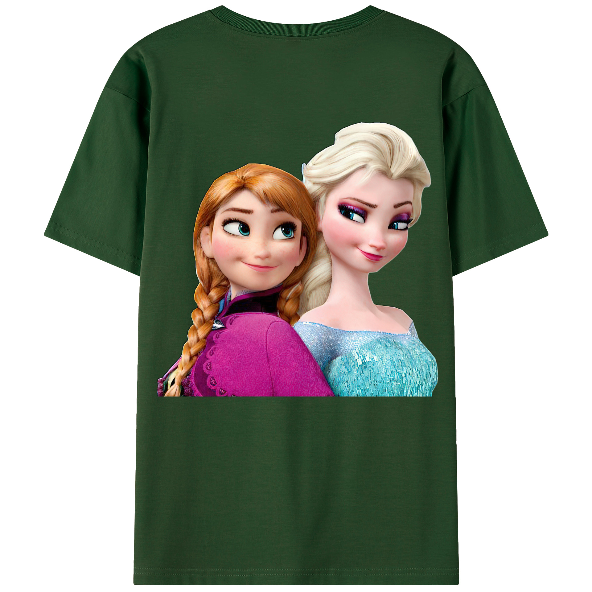 （画像用） アナと雪の女王 アンナ エルサ Frozen Anna Elsa 綿100％半袖Tシャツ（背面プリント）